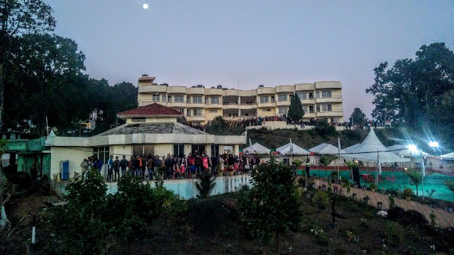 Watching Sunrise in Netarhat outside Hotel Prabhat Vihar